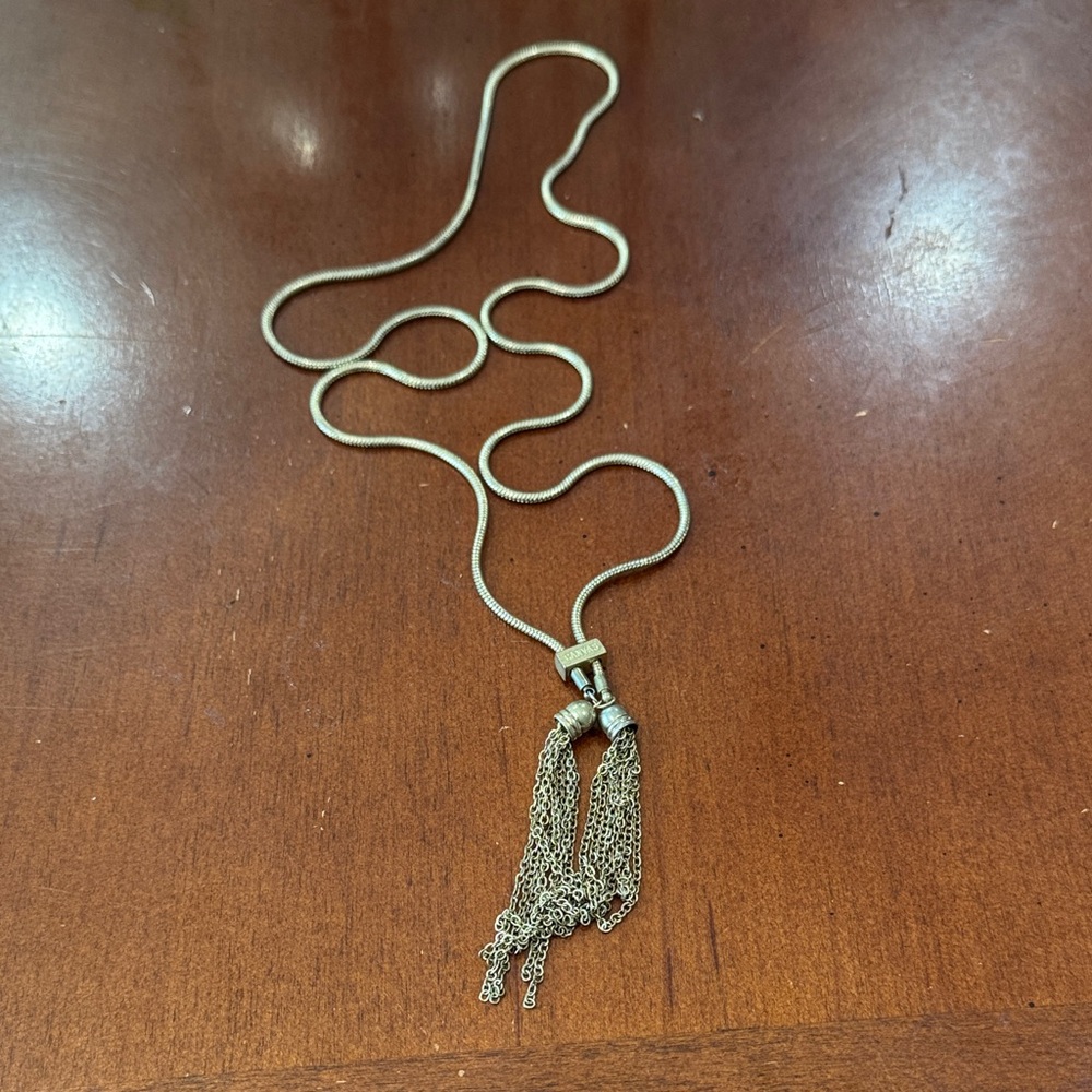 Canvas Gold Tassel Bolo Necklace